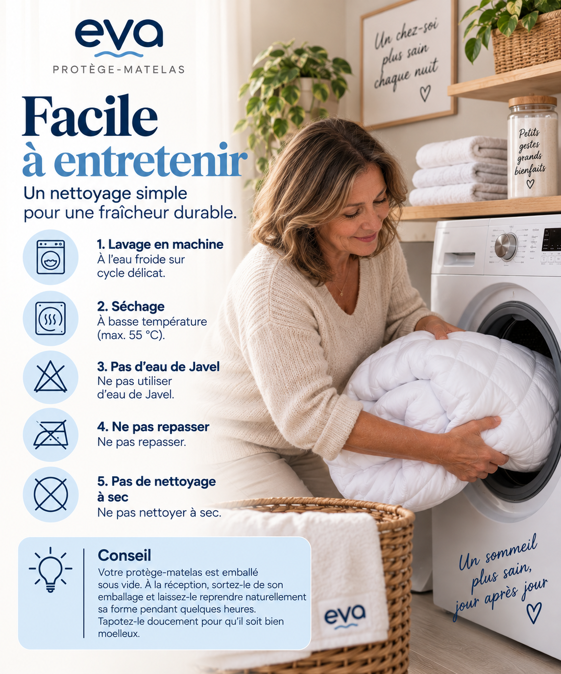 Protège-matelas anti-fuites Sérénité Éva™